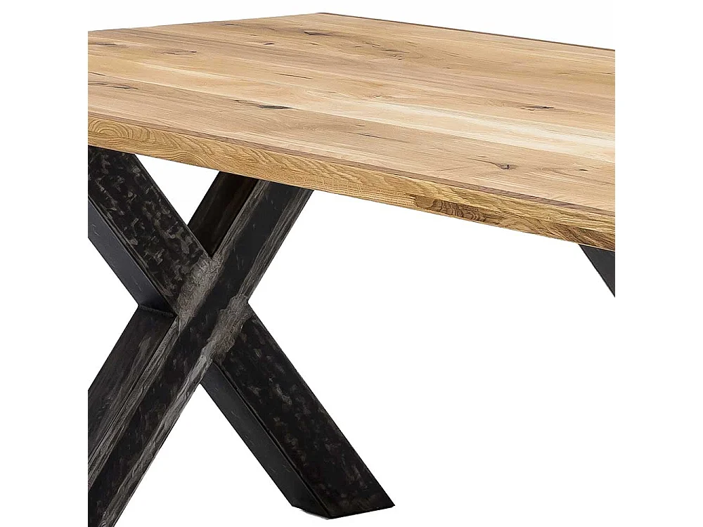 Esszimmertisch aus Wildeiche Massivholz und Eisen Industriedesign