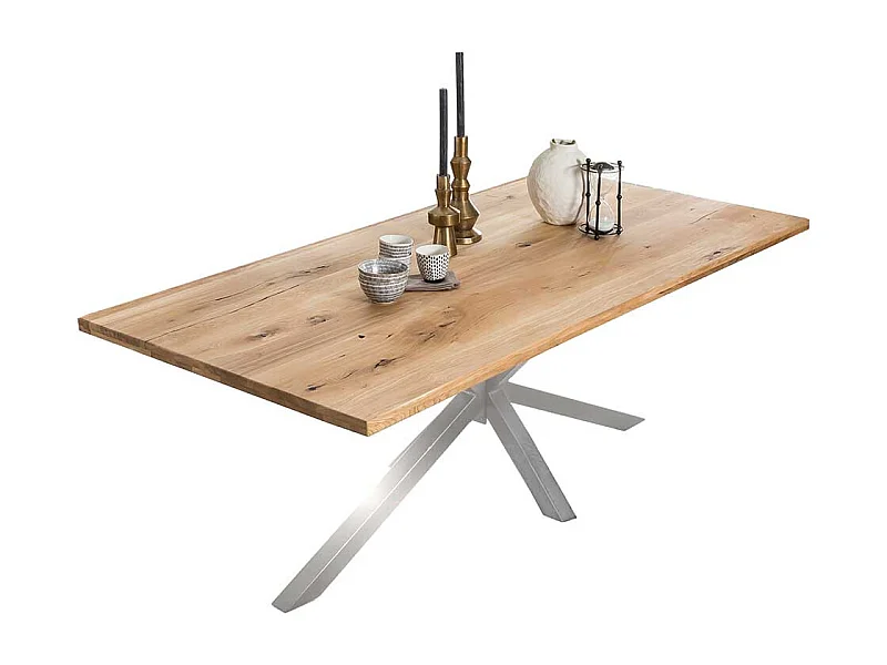 Esszimmertisch aus Wildeiche Massivholz und Eisen Loft Design