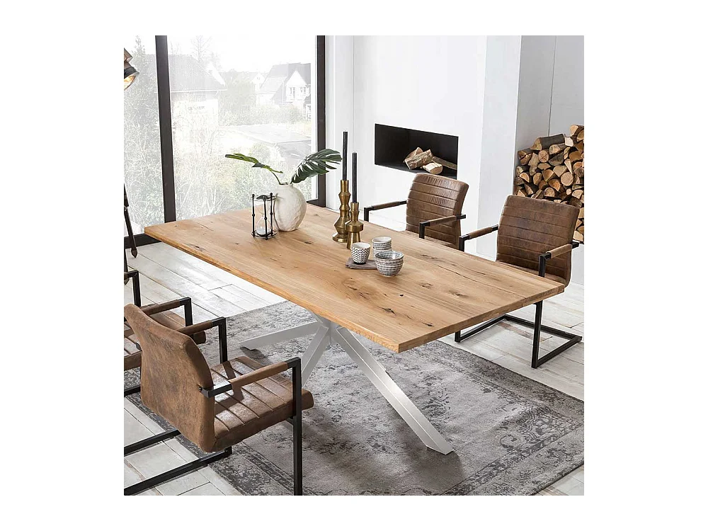 Esszimmertisch aus Wildeiche Massivholz und Eisen Loft Design