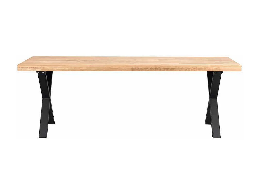 Esszimmertisch aus Eiche Massivholz und Metall 75 cm hoch