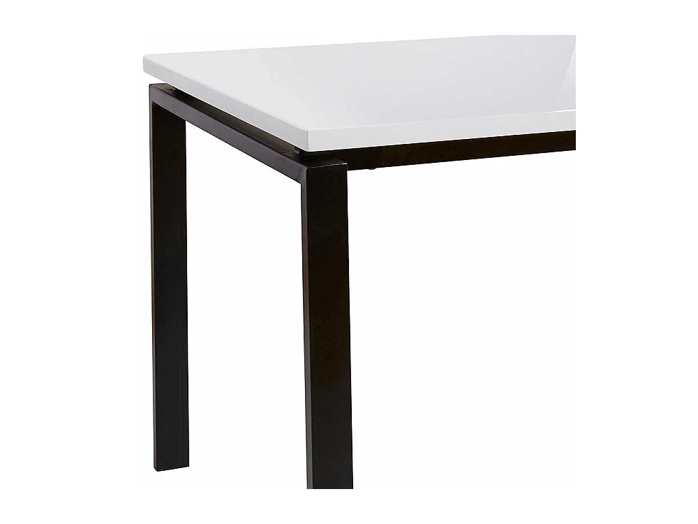 Moderner Esstisch in Weiß Hochglanz Metallgestell in Schwarz