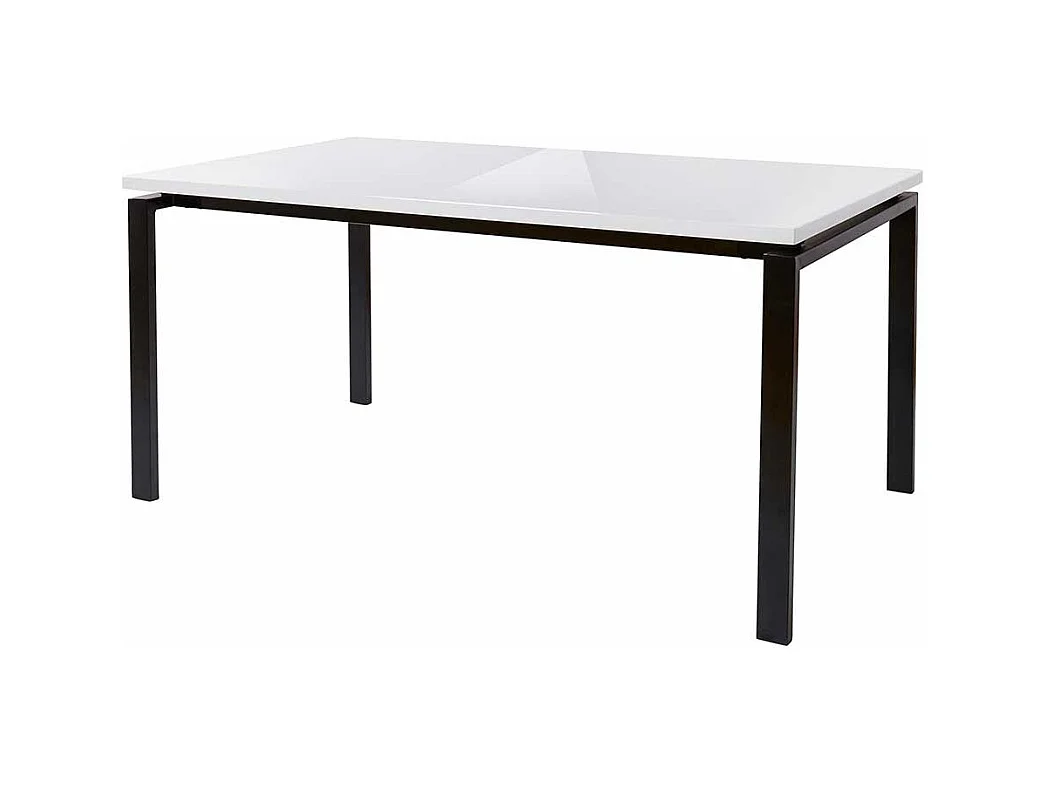 Moderner Esstisch in Weiß Hochglanz Metallgestell in Schwarz