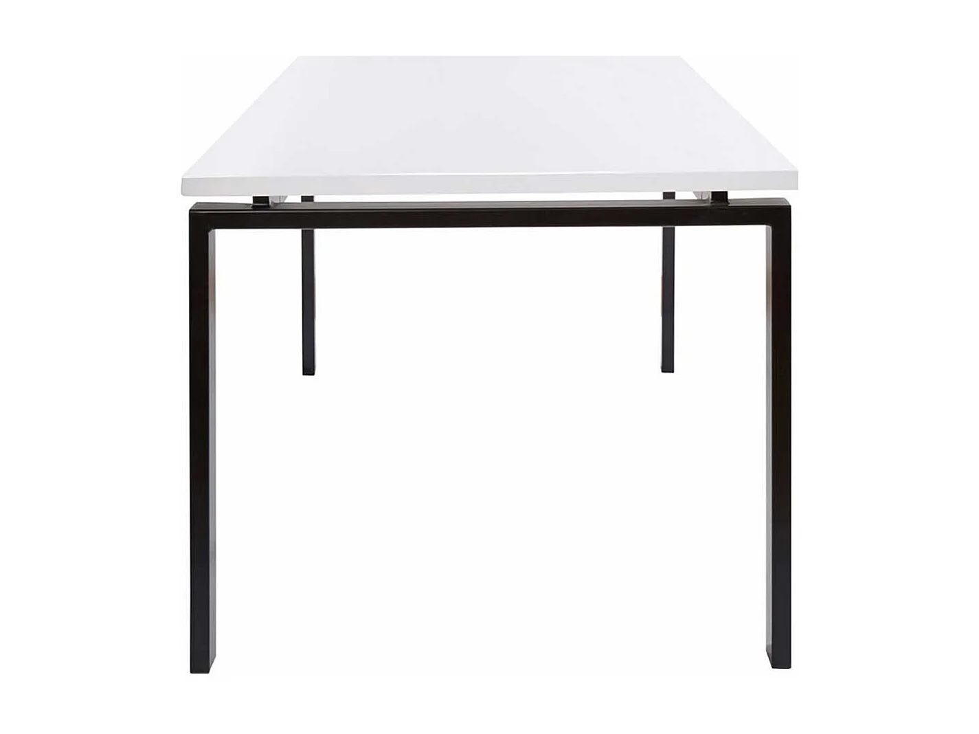 Moderner Esstisch in Weiß Hochglanz Metallgestell in Schwarz