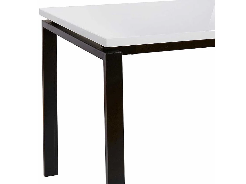 Moderner Esstisch in Weiß Hochglanz Metallgestell in Schwarz
