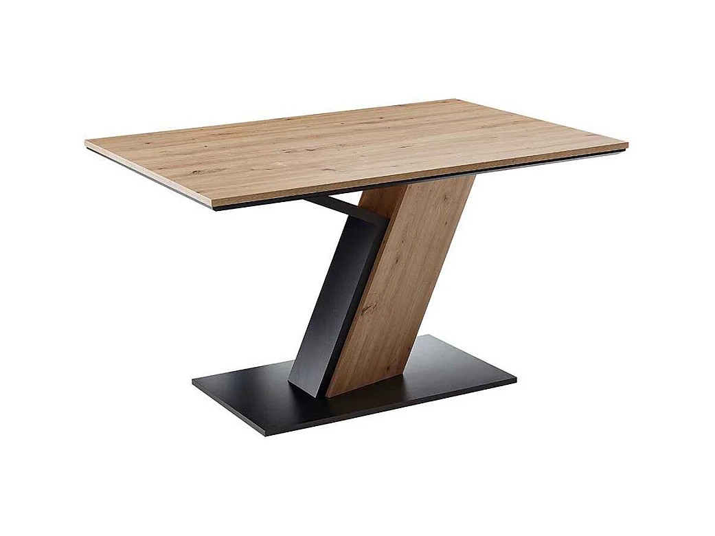 Moderner Esszimmer Tisch in Wildeichefarben Säulengestell