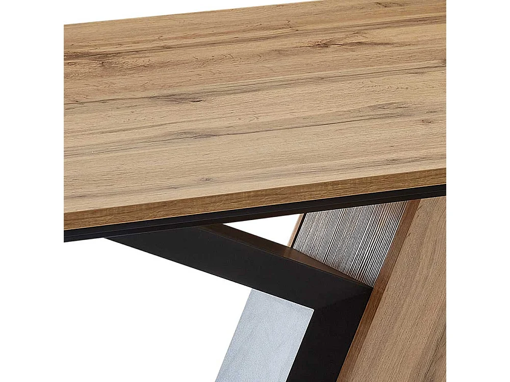 Moderner Esszimmer Tisch in Wildeichefarben Säulengestell