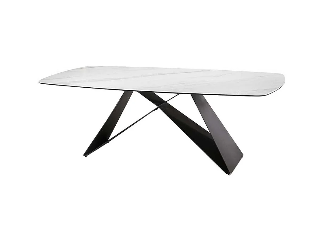 Luxus Esszimmer Tisch in Creme und Schwarzbraun Platte aus Glas und Keramik