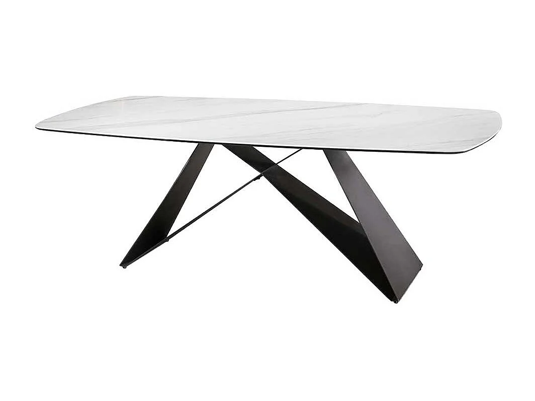 Luxus Esszimmer Tisch in Creme und Schwarzbraun Platte aus Glas und Keramik