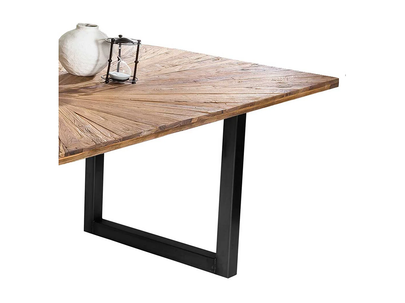 Esstisch aus Teak Recyclingholz und Stahl Industriedesign