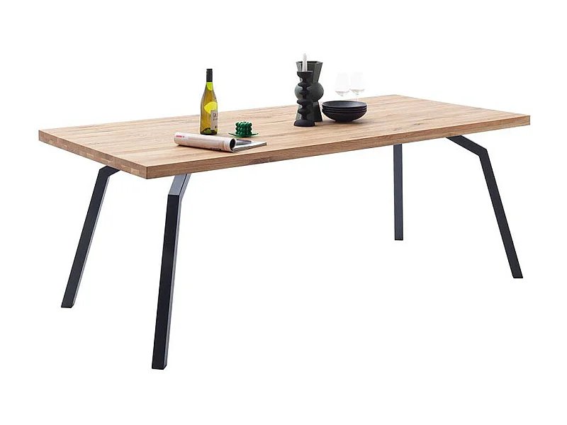 Esstisch Tisch Esszimmer aus Balkeneiche Massivholz und Metall