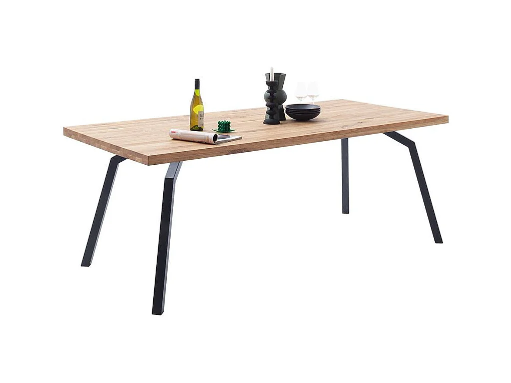 Esstisch Tisch Esszimmer aus Balkeneiche Massivholz und Metall