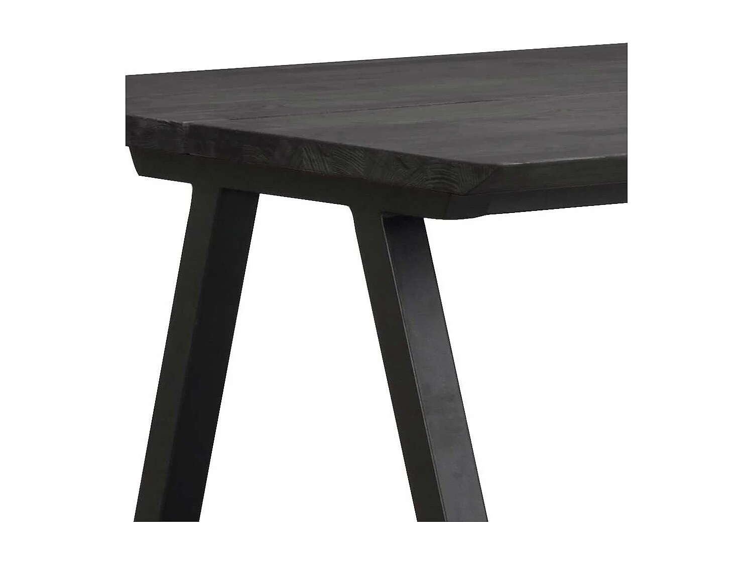 Schwarzer Küchen Tisch mit A Fußgestell Massivholzplatte