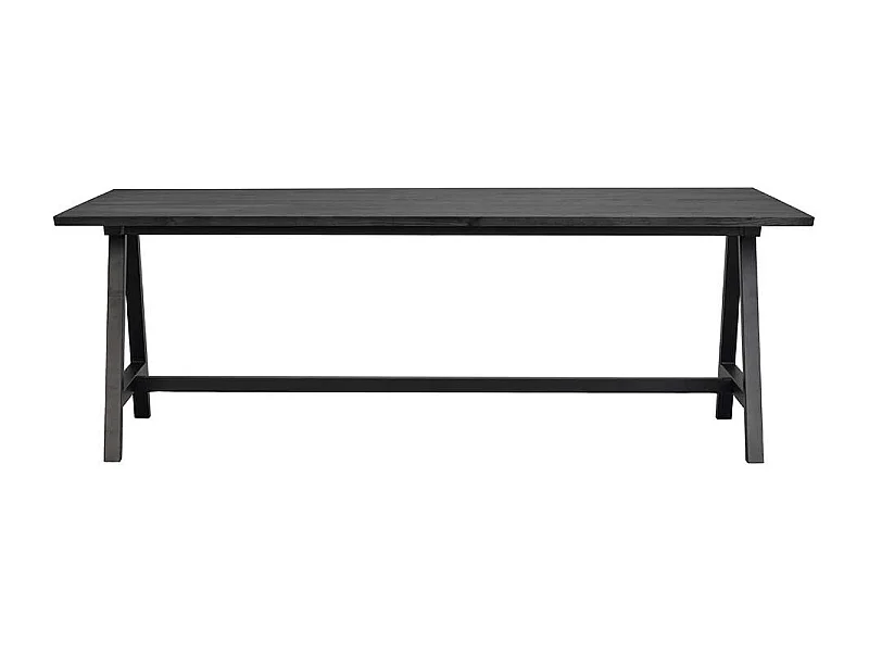 Schwarzer Küchen Tisch mit A Fußgestell Massivholzplatte