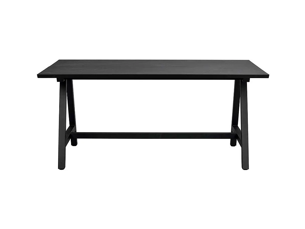 Esszimmertisch in Schwarz lackiert Eiche Massivholz und Metall