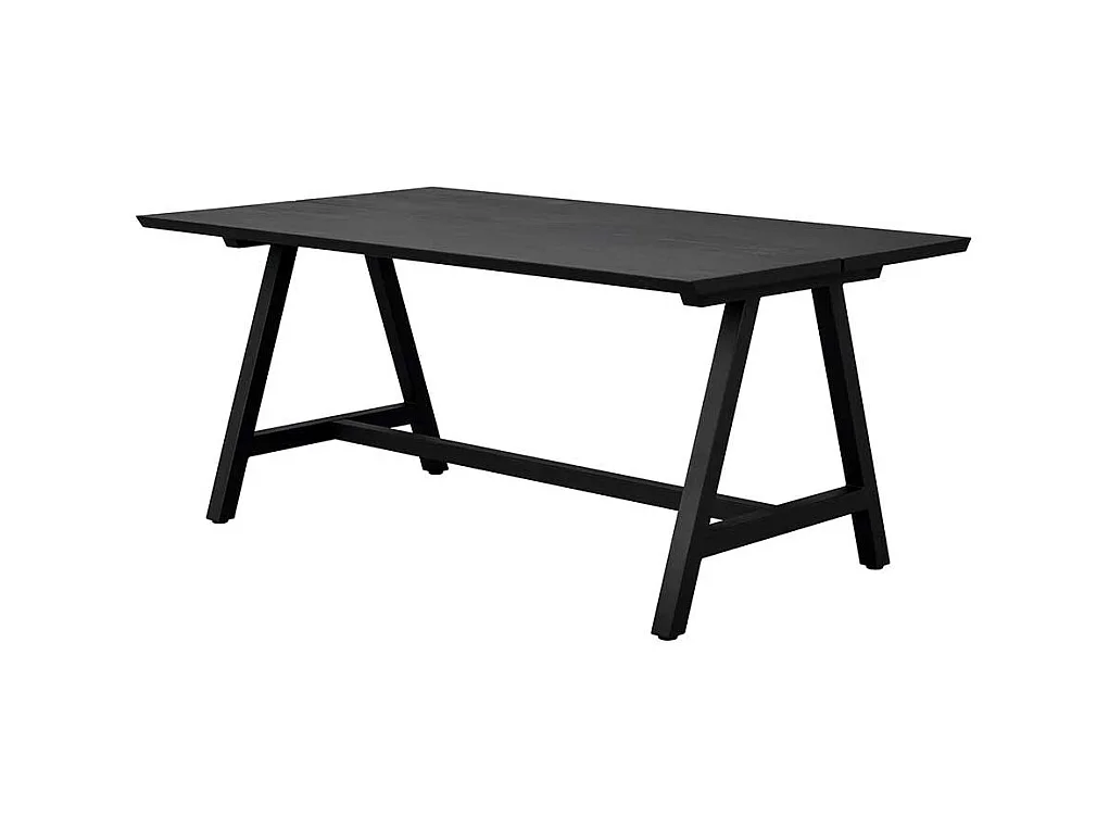 Esszimmertisch in Schwarz lackiert Eiche Massivholz und Metall