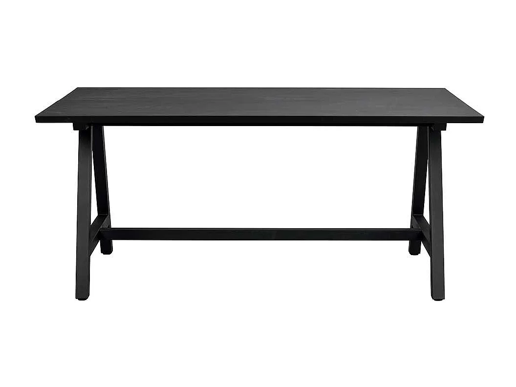 Esszimmertisch in Schwarz lackiert Eiche Massivholz und Metall