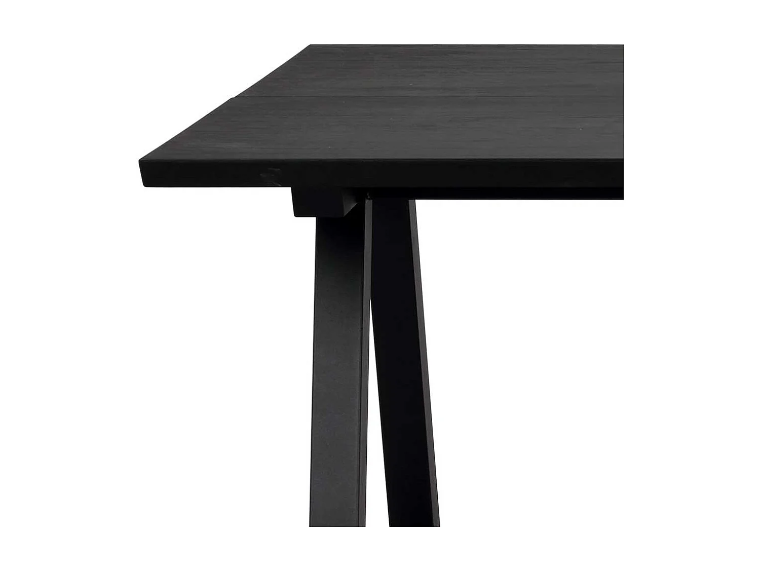 Esszimmertisch in Schwarz lackiert Eiche Massivholz und Metall