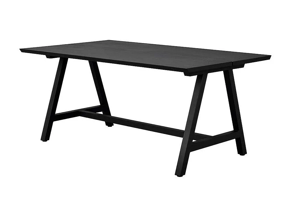 Esszimmertisch in Schwarz lackiert Eiche Massivholz und Metall