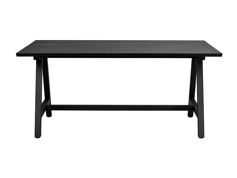 Esszimmertisch in Schwarz lackiert Eiche Massivholz und Metall