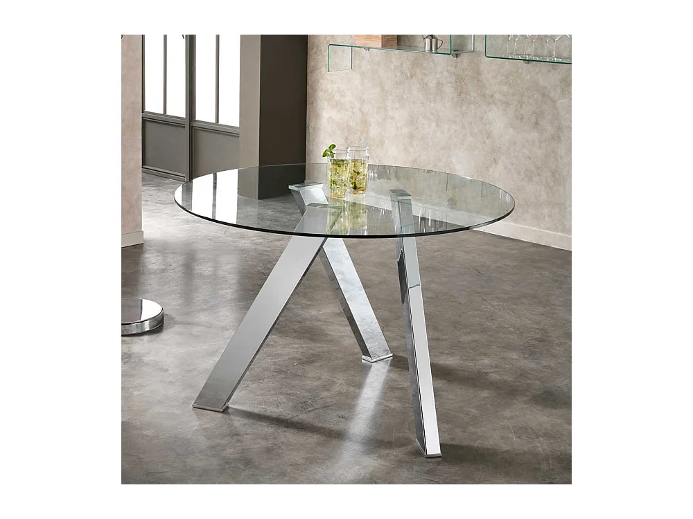 Runder Esstisch mit Glasplatte 120 cm breit