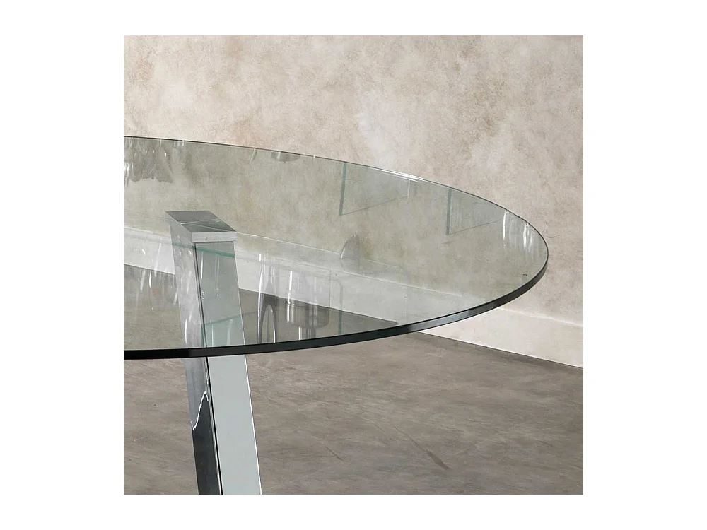 Runder Esstisch mit Glasplatte 120 cm breit