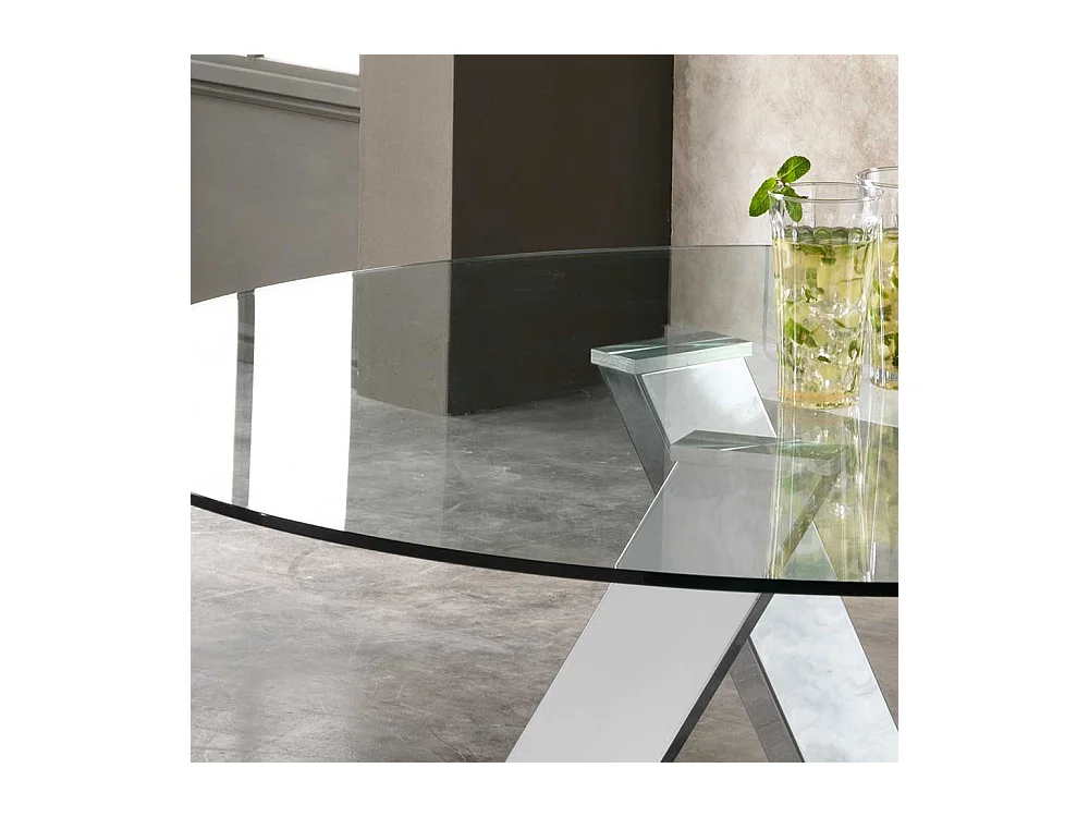 Runder Esstisch mit Glasplatte 120 cm breit