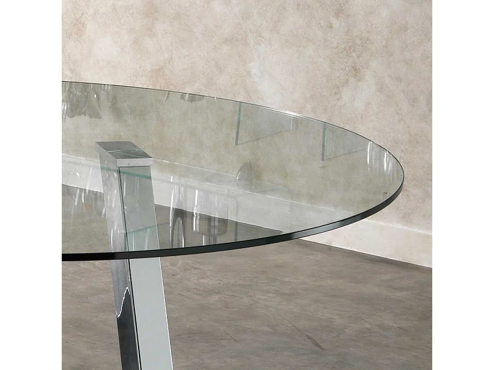 Runder Esstisch mit Glasplatte 120 cm breit