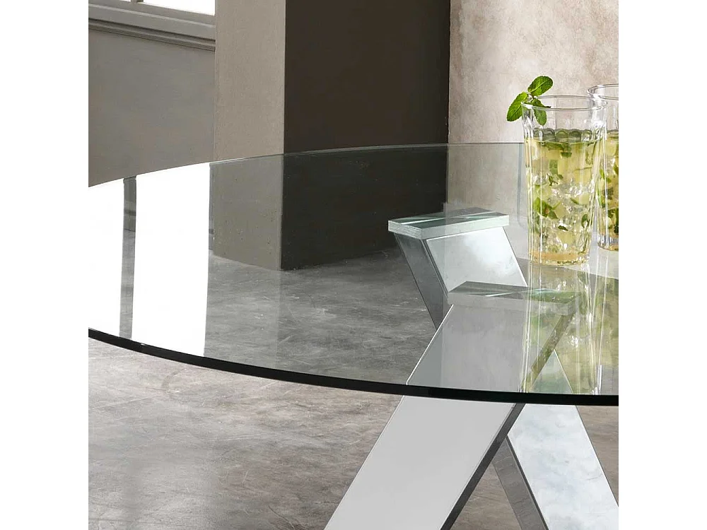 Runder Esstisch mit Glasplatte 120 cm breit