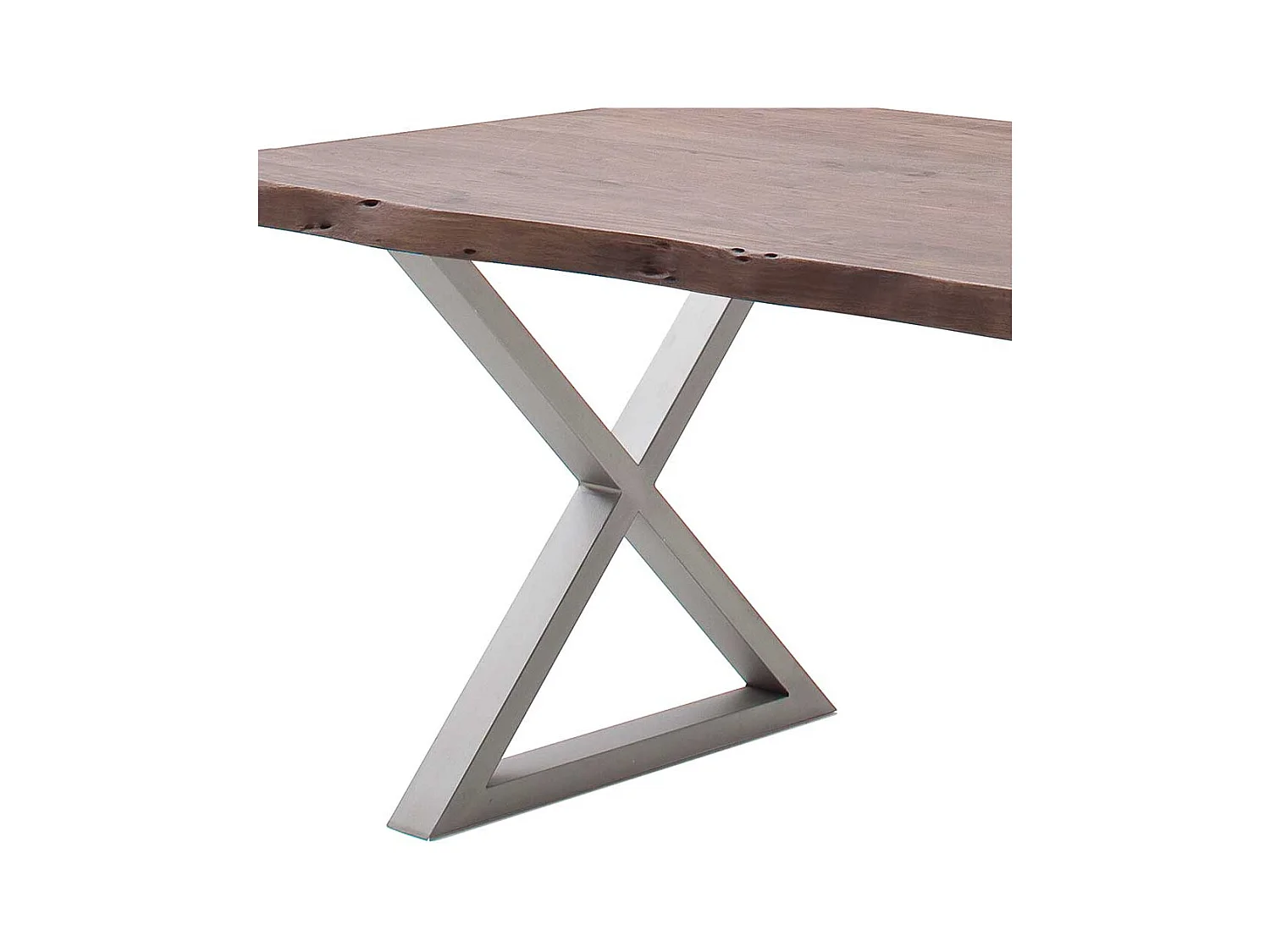 Esstisch Esszimmertisch mit X Gestell und natürlicher Baumkante