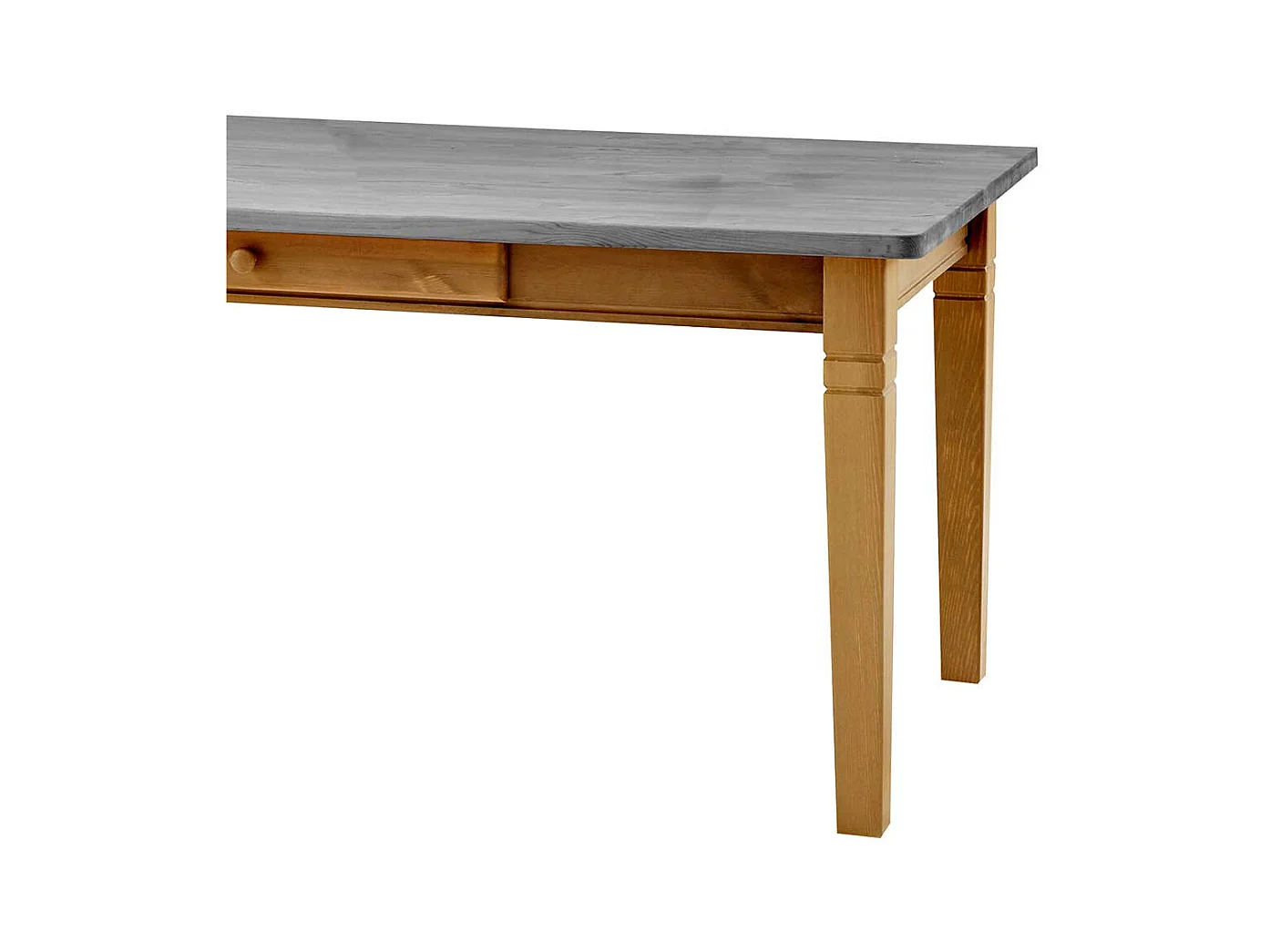 Esszimmertisch in Grau Kiefer teilmassiv zwei Schubladen