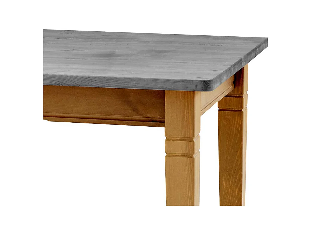 Esszimmertisch in Grau Kiefer teilmassiv zwei Schubladen