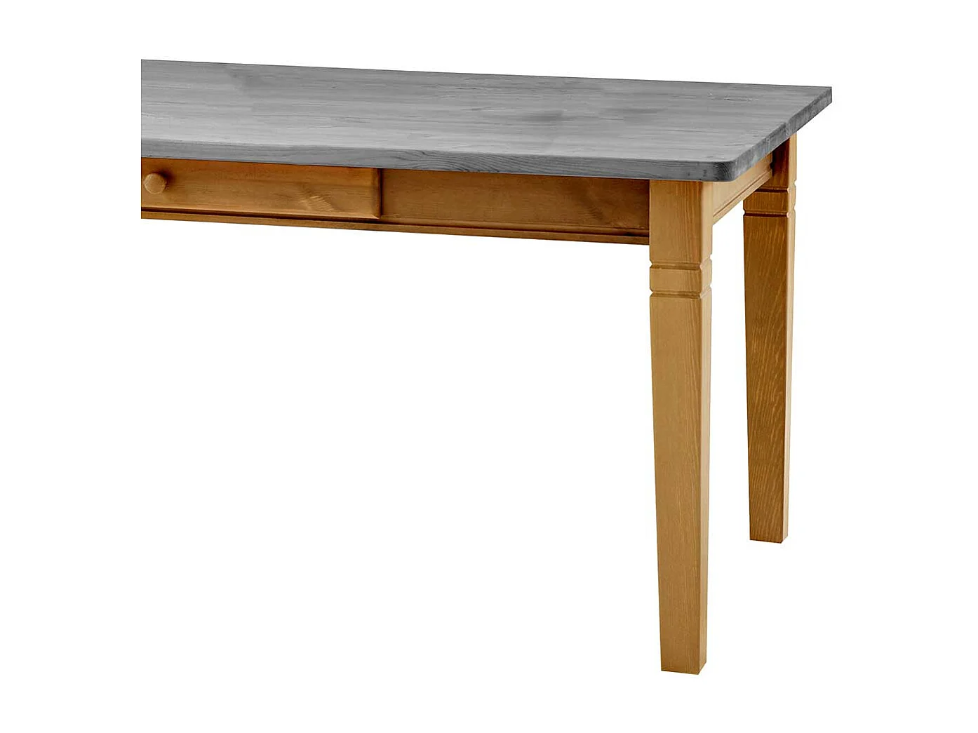 Esszimmertisch in Grau Kiefer teilmassiv zwei Schubladen