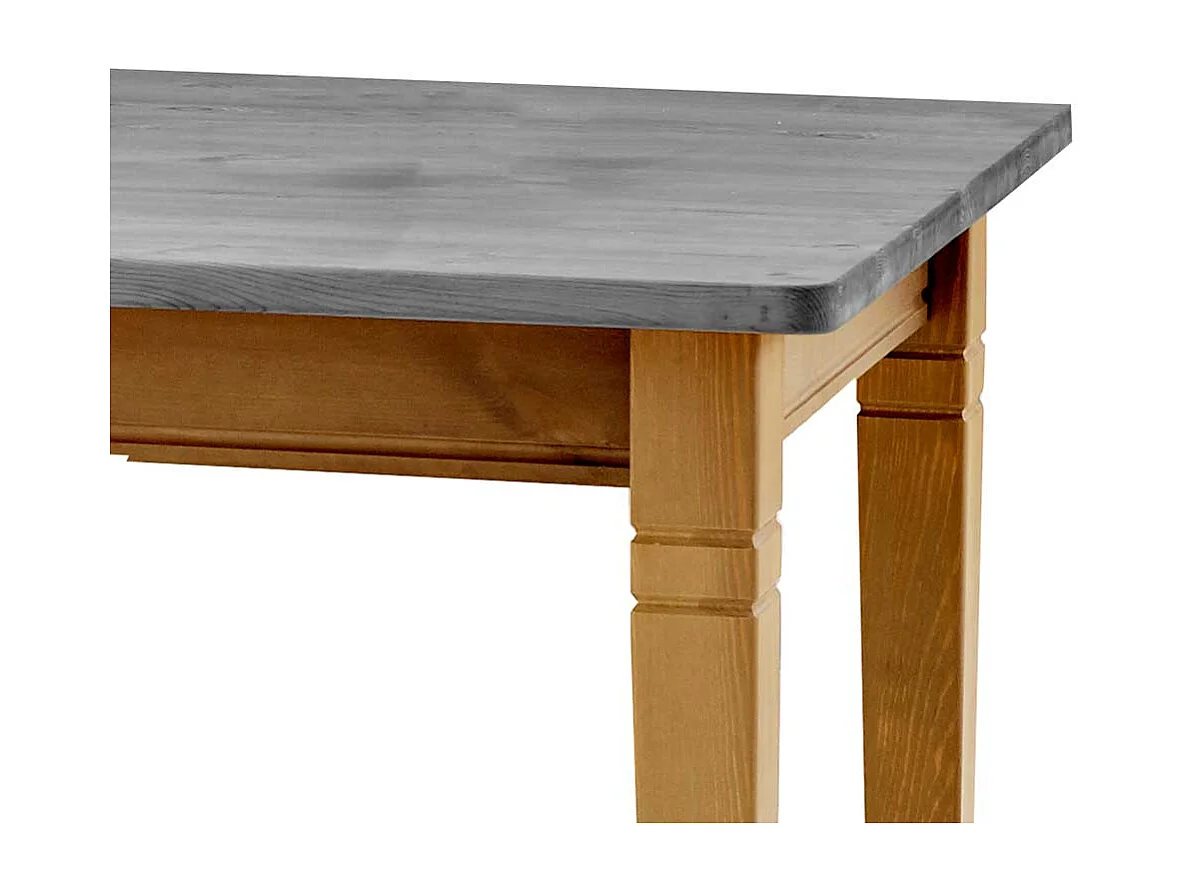 Esszimmertisch in Grau Kiefer teilmassiv zwei Schubladen