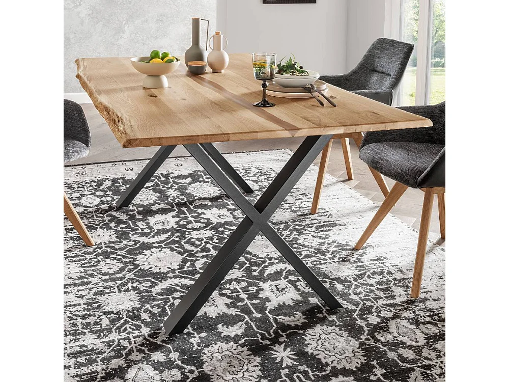 Holztisch Küchentisch mit X Gestell aus Metall