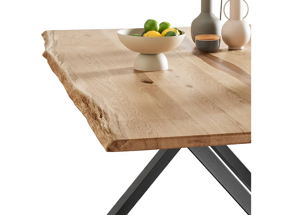 Holztisch Küchentisch mit X Gestell aus Metall