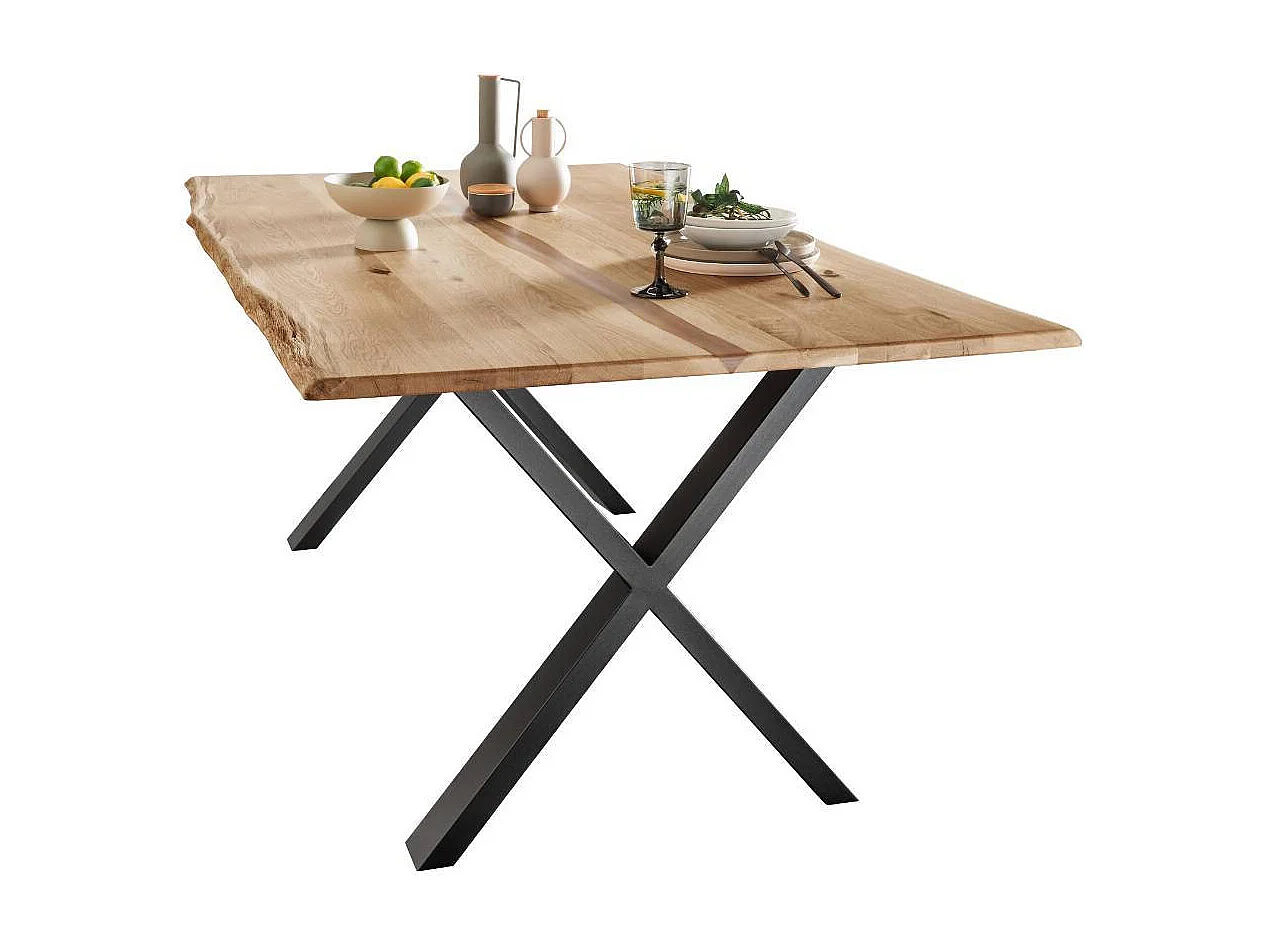 Holztisch Küchentisch mit X Gestell aus Metall