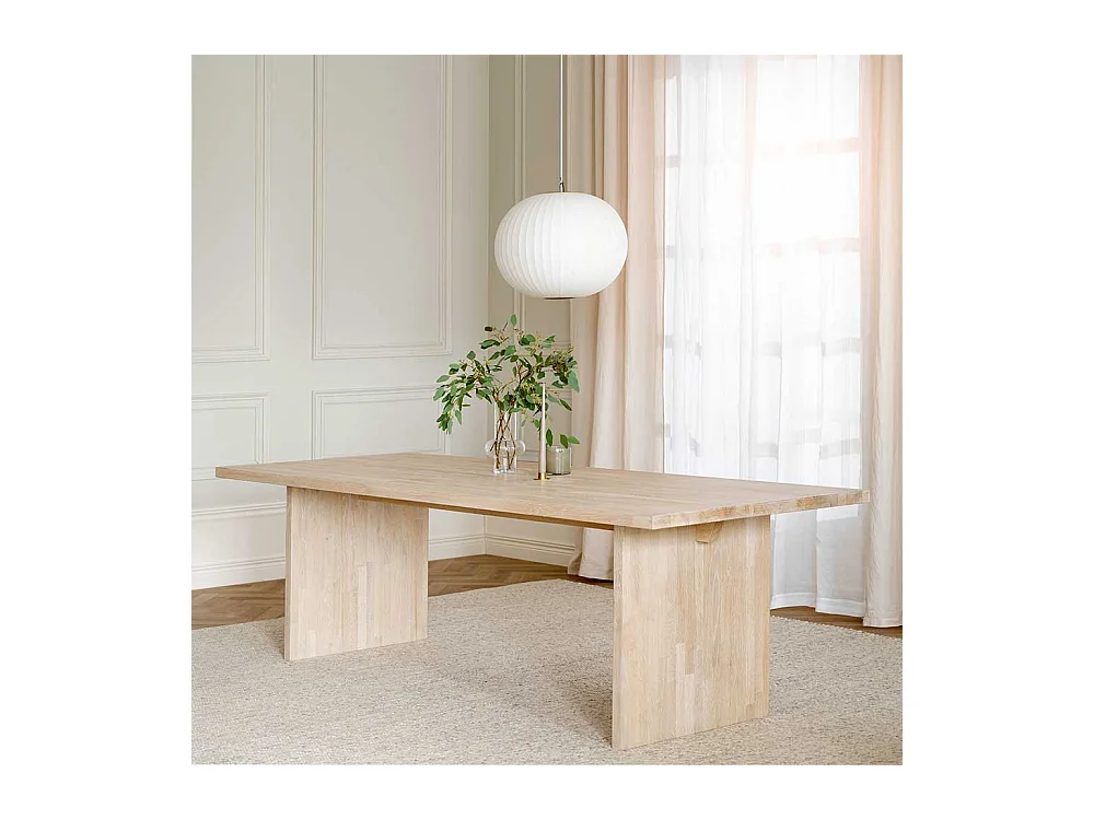 Design Holztisch in Eiche White Wash Wangen Gestell
