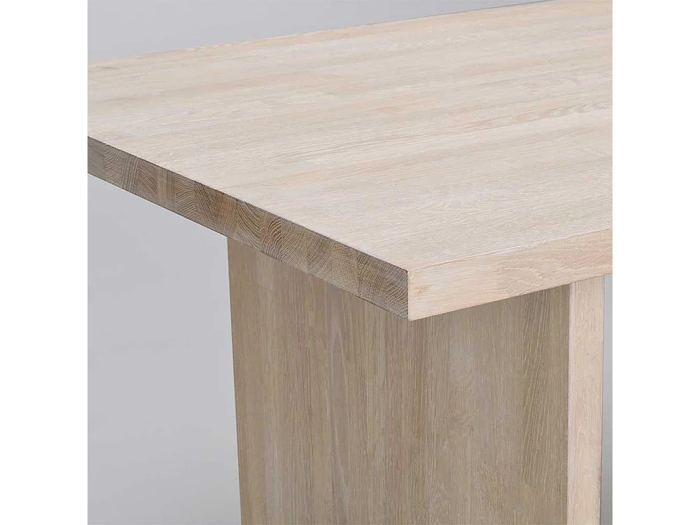 Design Holztisch in Eiche White Wash Wangen Gestell