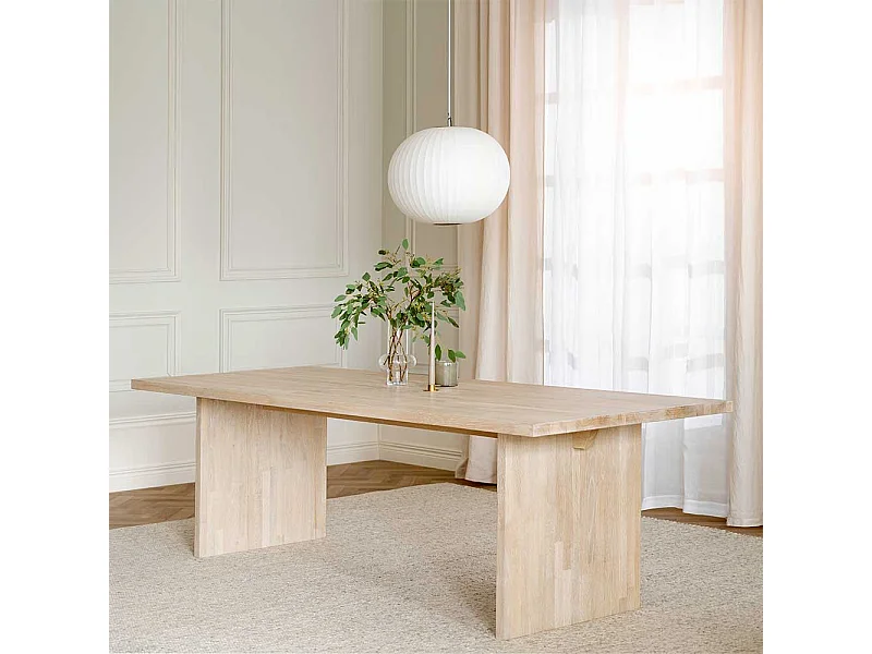 Design Holztisch in Eiche White Wash Wangen Gestell