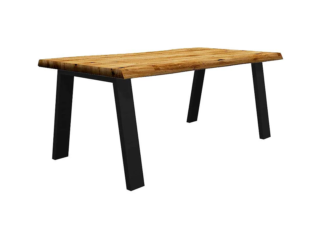 Baumkantentisch Eiche aus Massivholz Metall Vierfußgestell