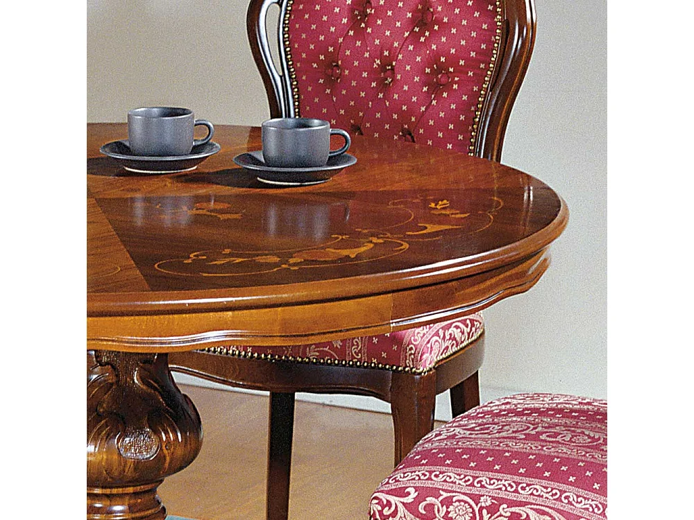 Runder Esstisch im Barock Design verlängerbar