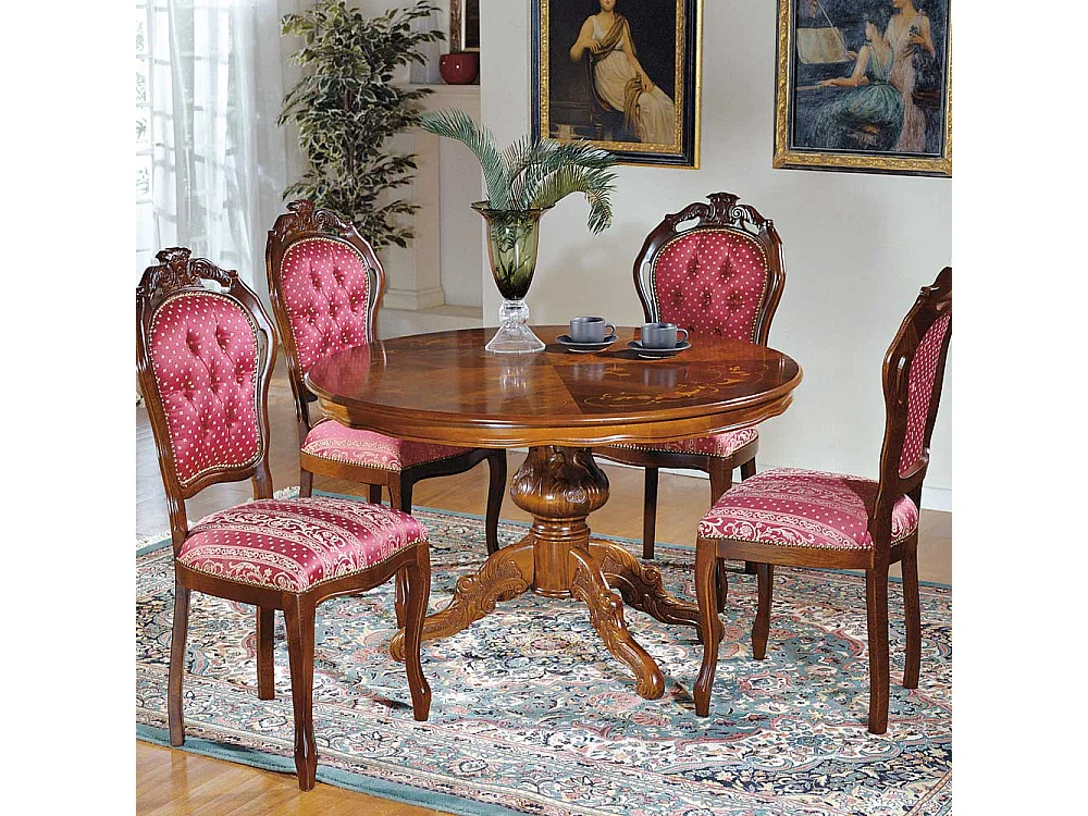 Runder Esstisch im Barock Design verlängerbar