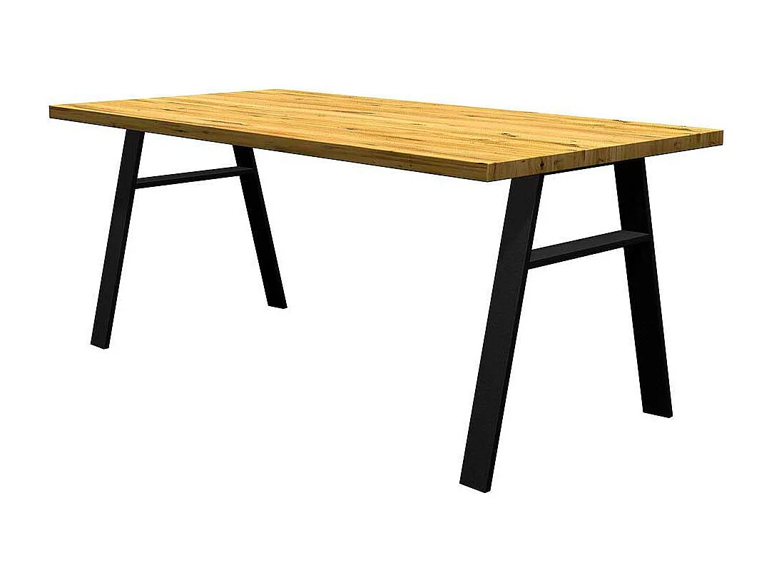 Massivholz Esszimmertisch aus Eiche A Fußgestell aus Metall