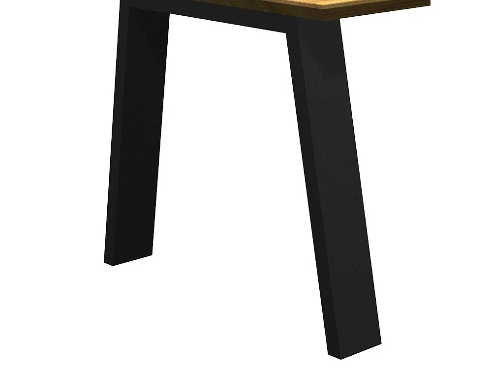 Eichentisch massiv mit Schweizer Kante Metall Vierfußgestell