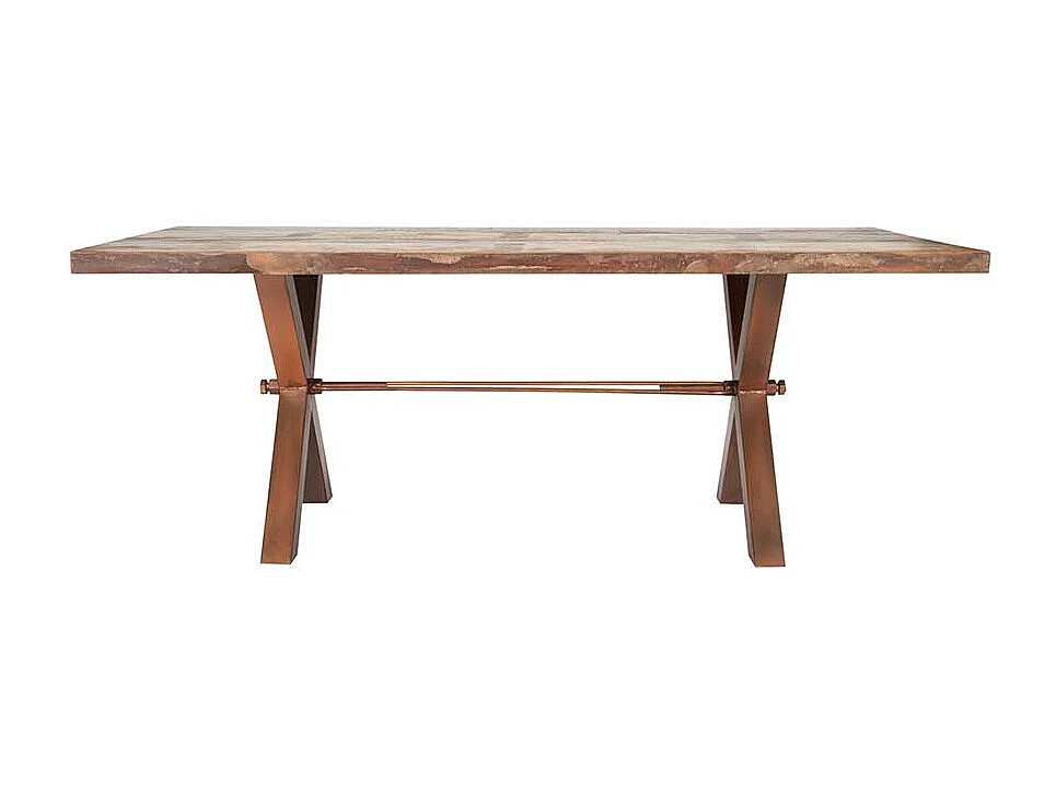 Loft Esstisch in Braun Bunt Eisengestell