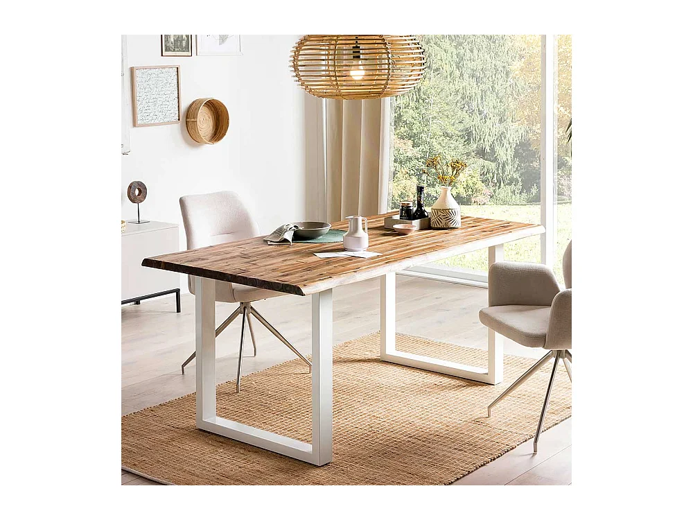 Bügelgestell Tisch mit natürlicher Baumkante Industrie und Loft Stil