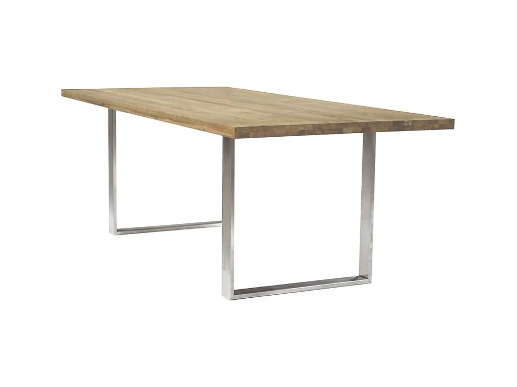 Esszimmertisch aus Eiche Massivholz und Edelstahl handgearbeitet