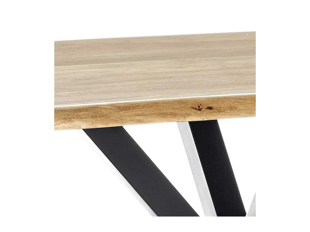 Küchentisch mit Akazie Massivholzplatte Spider Gestell aus Eisen