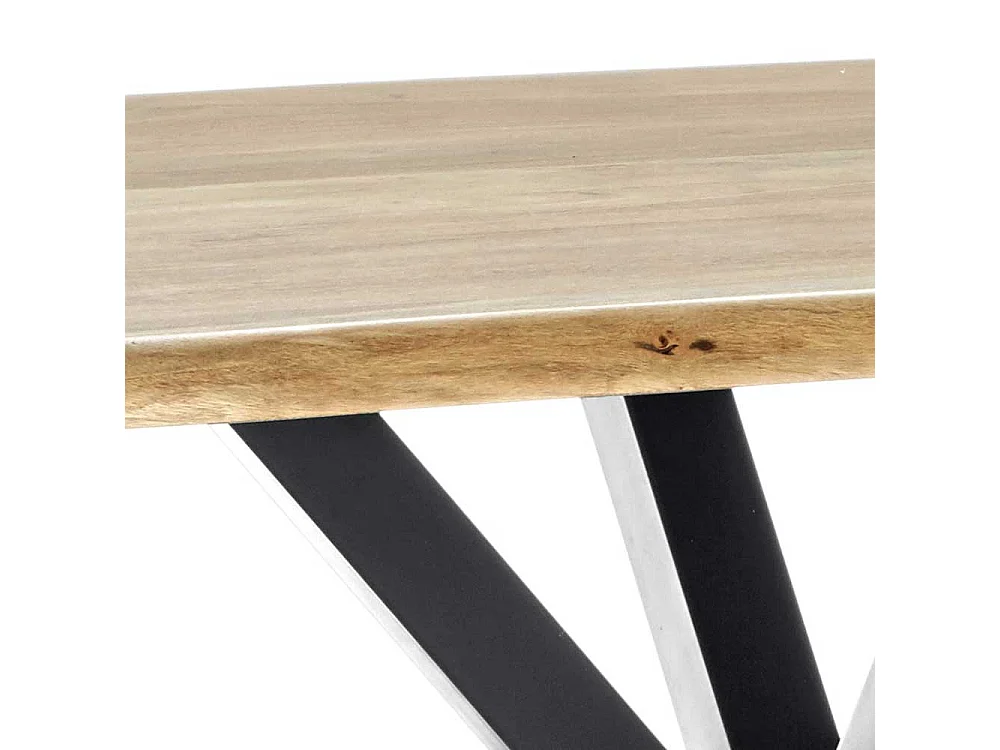 Küchentisch mit Akazie Massivholzplatte Spider Gestell aus Eisen