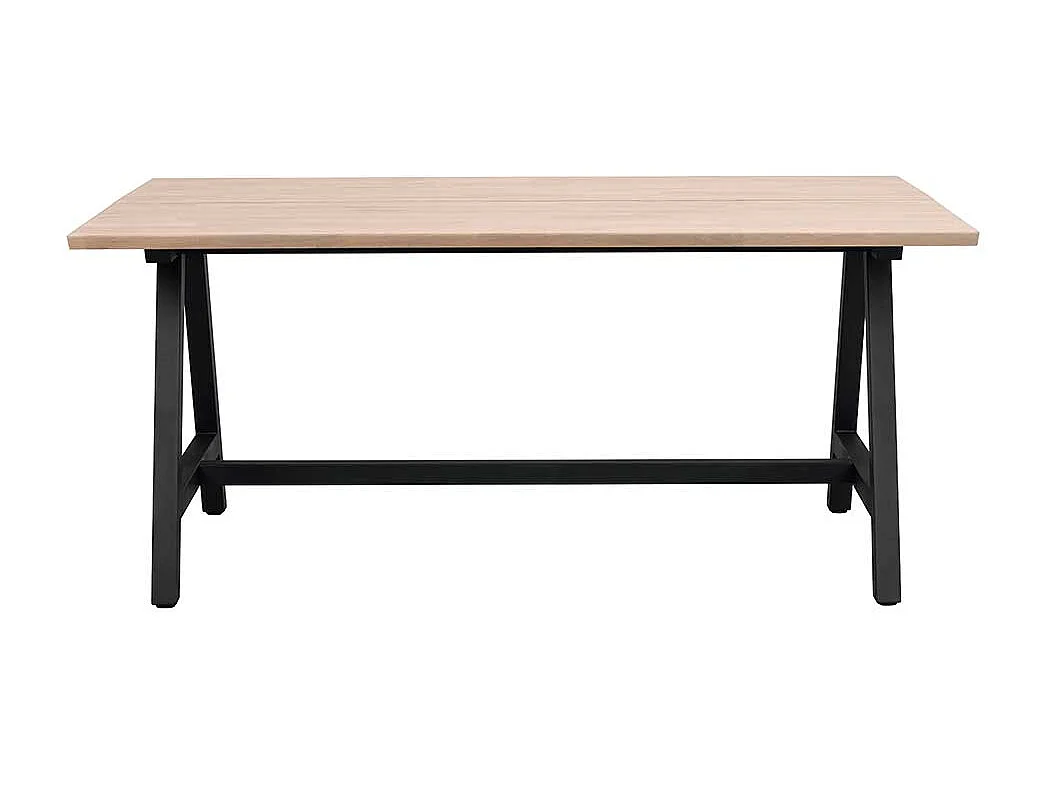 Küchentisch aus Eiche Massivholz White Wash geölt A-Fußgestell in Schwarz